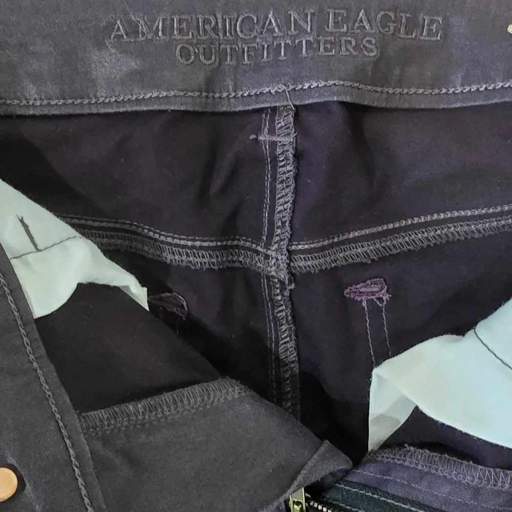 American Eagle Hi-Rise Jegging Purple Coated Skinny Pant Women 6 Regular Stretch